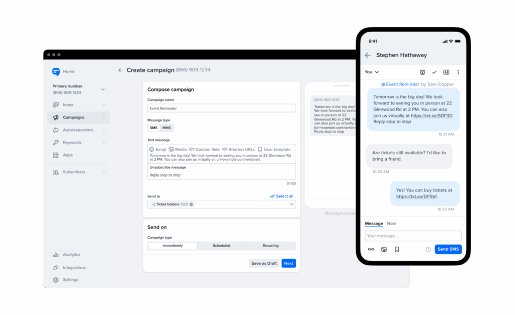 SimpleTexting screenshot