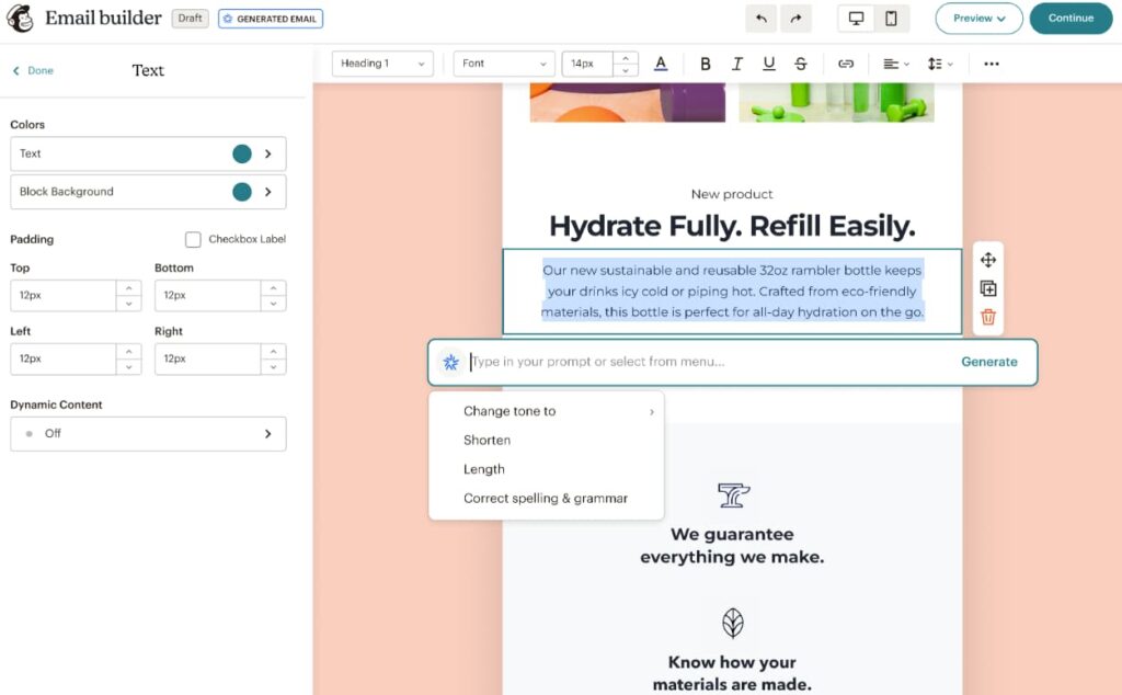 Mailchimp's email builder