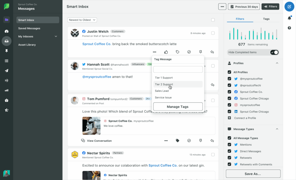 Sprout Social's smart inbox feature