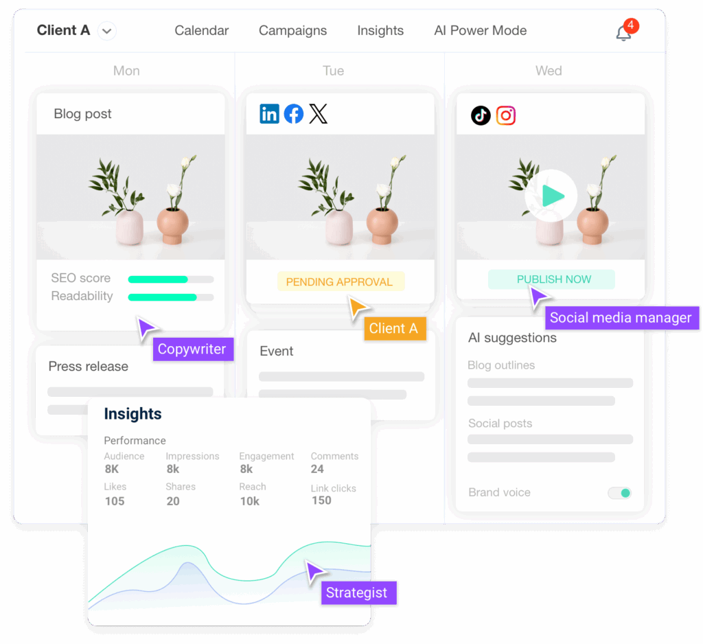 StoryChief's calendar feature